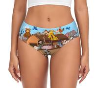 Biancheria intima da donna, con animali sull'arca di Noè, senza cuciture, elasticizzata, mutandine bikini, Nero, XS