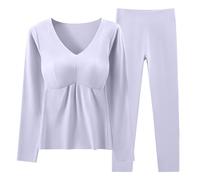 Biancheria intima da donna con imbottitura sul petto, isolamento del pavimento, abbigliamento autunnale caldo come abbigliamento interno, comodo pigiama da donna, Lilla, M