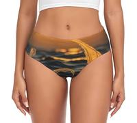 Biancheria intima da donna con stampa a coda di sirena, mutandine a copertura completa, elasticizzate, casual, uso quotidiano, Nero , M
