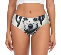 Biancheria intima da donna con stampa dalmata, mutandine a copertura completa, elasticizzate, casual, uso quotidiano, Nero , XXL