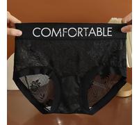 Biancheria intima da donna in pizzo senza cuciture, pantaloni a triangolo ultra sottili, stile a vita bassa, materiale in cotone, vestibilità regolare, ideale per ogni stagione (XXL (M(40kg-50kg) nero