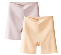 Biancheria intima da donna in seta di ghiaccio a vita alta con controllo della pancia, mutandine senza cuciture a vita alta, pantaloncini da yoga senza tracce, 2 pezzi - F, M