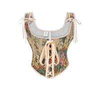 Biancheria intima da donna retrò pittura ad olio con cinturino stampato gilet pieghevole corsetto pancia biancheria intima, cachi, S