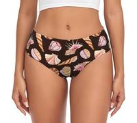 Biancheria intima da donna - Stampa conchiglie conche No.9030 No Show Seamless Stretch Ladies mutandine Bikini Underwear Slips, nero/bianco, S