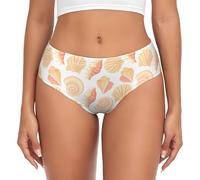 Biancheria intima da donna - Stampa conchiglie conche No.9050 No Show Seamless Stretch Ladies mutandine Bikini Underwear Slips, nero/bianco, XXL