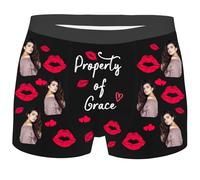 Biancheria intima da uomo sexy perizoma personalizzato per uomo Personalizzato Funny Photo Customized Underwear Briefs for Husband Figura Intimo Uomo, Blu marino, L