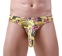 Biancheria intima da uomo, slip a forma di elefante, colore puro, a basso rischio, confortevole, traspirante, elasticizzata, pantaloni sexy da uomo, perizoma, giallo., L