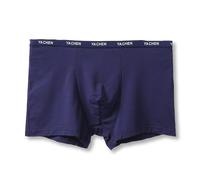 Biancheria intima da uomo, solida, media, confortevole, a quadrilatero, assorbe il sudore e traspirante, con angoli piatti, boxer da uomo, Blu, XL