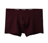 Biancheria intima da uomo, solida, media, confortevole, a quadrilatero, assorbe il sudore e traspirante, con angoli piatti, Camp Boxer da uomo, Vino, 3XL