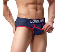 Biancheria intima da uomo traspirante, casual, stile diviso, mutandine solide, comodi per una libertà di movimento ottimale quotidiana, Blu scuro, L