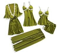 Biancheria Intima Donna Hot Vestitino Sexyshop Sexy Robes Neck Women Set Body -V Pizzo Lingerie 5 Pezzi Giarrettiera Bodystocking Donna Aperto Completino Donna Rosso (Green, S)
