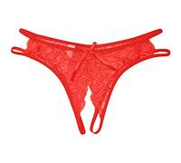Biancheria intima in pizzo Low Crotch da donna, mutandine aperte da donna, pantaloncini intimi Natale, Colore: rosso, Taglia unica