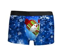 Biancheria intima lunga da uomo, rosso, stampa digitale 3D, traspirante, comoda e alla moda, con vita intima boyshort, lettera da uomo, Blu, M