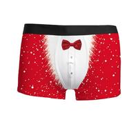Biancheria intima lunga da uomo, rosso, stampa digitale 3D, traspirante, comoda e alla moda, con vita intima boyshort, lettera da uomo, Colore: rosso, XXL