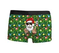 Biancheria intima lunga da uomo, rosso, stampa digitale 3D, traspirante, comoda e alla moda, con vita intima boyshort, lettera da uomo, verde, XXL