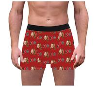 Biancheria intima natalizia da uomo Photo Customized Underwear Briefs for Husband Mutande Bio Uomo, Colore: rosso, L