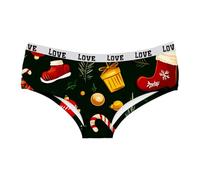 Biancheria intima natalizia traspirante da donna come lingerie festiva con tessuto alto morbido per un'esperienza seducente nei giorni speciali, Verde scuro, S