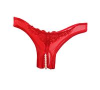 Biancheria Intima Sexy da Donna in Pizzo con Taglio Aperto e Perline, Pantaloni a Vita Bassa con Triangolo a Forma di G Mutande Cotone Bassa Nere