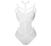 Biancheria intima sexy da donna, ultra sottile, alla moda, con spalline trasparenti, lingerie a rete, lingerie da donna, bianco, S