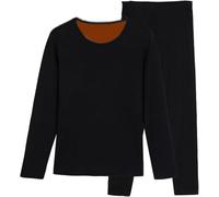 Biancheria Intima Termica Addensata da Donna Set Riscaldante per Abbigliamento Invernale A Prova di Freddo, Black, XL