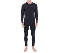 Biancheria intima termica da uomo in pile foderato top lungo Johns caldo strato base per sci, Nero-2, L