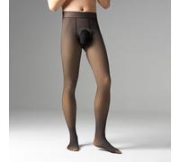 Biancheria intima termica da uomo lunga con vita alta foderata in pile collant caldi elastici per sonno invernale in nylon scomparto per palloncino nero M/L (L sacca nera palla)