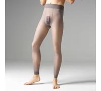 Biancheria intima termica da uomo lunga con vita alta foderata in pile collant caldi elastici per sonno invernale in nylon scomparto per palloncino nero M/L (L sacchetto palla calzini corti grigi)