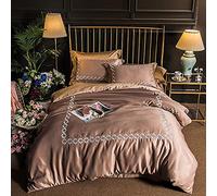 Biancheria Letto Silk Bianco Letti King Size Viola copripiumini Doppi coperture Set Doppia da benti di in Seta (Marrone Regina)