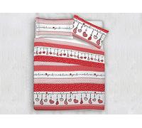 BIANCHERIAWEB Completo Lenzuola in 100% Cotone Disegni Natalizi Invernali Renne Cuori OB Matrimoniale Dream Rosso