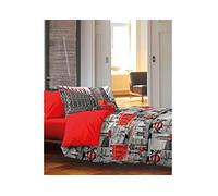 BIANCHERIAWEB Completo Lenzuola in 100% Cotone Disegno City New York Londra MOD OB Matrimoniale Londra