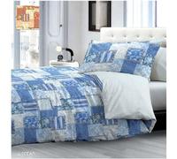 BIANCHERIAWEB - Completo Lenzuola In 100% Cotone Disegno Ocean Modello Ob Singolo Blu
