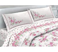 BIANCHERIAWEB Completo Lenzuola in 100% Cotone Fantasia Cloe Singolo Rosa