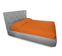 BIANCHERIAWEB Completo Lenzuola in 100% Cotone in Tinta Unita Made in Italy 1 Piazza e Mezza Arancione