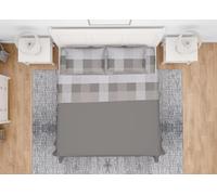 BIANCHERIAWEB Completo Lenzuola in 100% Cotone Made Italy Disegno Scotland Francese Beige