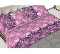 BIANCHERIAWEB Completo Lenzuola In Morbida Flanella Made Italy Disegni Vari Modello C.N. 2 Piazze Fires Lilla