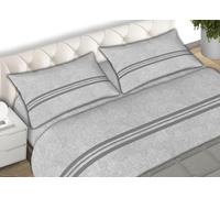 BIANCHERIAWEB Completo Lenzuola In Morbida Flanella Made Italy Disegno Easy C.N 2 Piazze Grigio