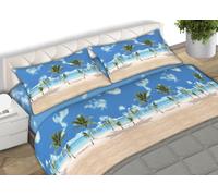 BIANCHERIAWEB Completo Lenzuola Letto 100% Cotone Made Italy Disegno Playa CN Matrimoniale Playa