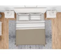 BIANCHERIAWEB Completo Lenzuola Letto In 100% Cotone Made in Ital, Fantasia Rigata Righe Disegno Riga Fine New