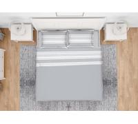 BIANCHERIAWEB Completo Lenzuola Letto In 100% Cotone Made in Ital, Fantasia Rigata Righe Disegno Riga Fine New