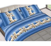 BIANCHERIAWEB Completo Lenzuola Letto in 100% Cotone Made in Italy Vari Disegni C.N 2 Piazze Labrador Blu