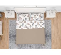 BIANCHERIAWEB Completo Lenzuola Letto In 100% Cotone Made Italy Disegno Gatti 25GI Francese Gatti 25GI