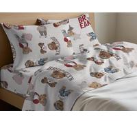 BIANCHERIAWEB Completo Lenzuola Letto in 100% Cotone Made Italy Disegno Teddy Francese Beige
