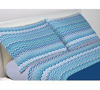 BIANCHERIAWEB Completo Lenzuola Letto in 100% Cotone Rigato Zig Zag Disegno Baia
