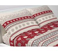 BIANCHERIAWEB Completo Lenzuola Letto in 100% Cotone Stile Tirolese Disegno Corvara
