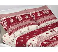 BIANCHERIAWEB Completo Lenzuola Letto in 100% Cotone Stile Tirolese Montagna Chalet Disegno Tirolo