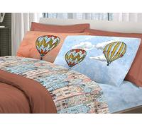 BIANCHERIAWEB Completo Lenzuola Linea Pensieri Delicati 100% Cotone Disegno Volare Matrimoniale Arancio