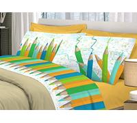 BIANCHERIAWEB Completo Lenzuola Linea Pensieri Delicati in 100% Cotone D. Matitoni Verde Matrimoniale Verde