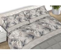 BIANCHERIAWEB Completo Lenzuola Matrimoniale in Morbida Flanella Disegno Armony C.N 2 Piazze Grigio