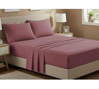 BIANCHERIAWEB Completo Lenzuola No Stiro Estate in Tinta Unita in Microfibra Modello Francesca Singolo Orchidea