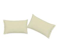 Coppia 2 Federe Cuscino Letto 100% Cotone Tinta Unita Sfoderabile Bottoni Latera